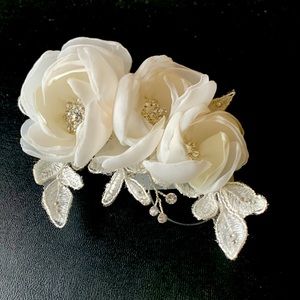 Bel Aire Bridal hair piece lace and flowers